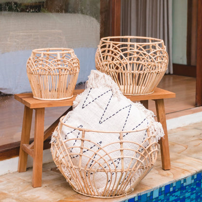 Rattanfletkurv RAHINA, M – ø 40 × 30 cm høj