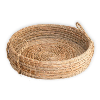 Seagrass woven round tray PINTU – natural beige