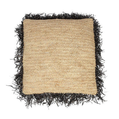 Raffia cushion cover 60×60 cm - natural black, made in Indonesia