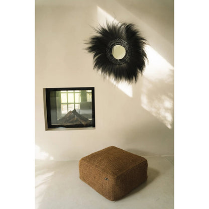 Glass mirror with grass frame, round, 70 cm - Simba