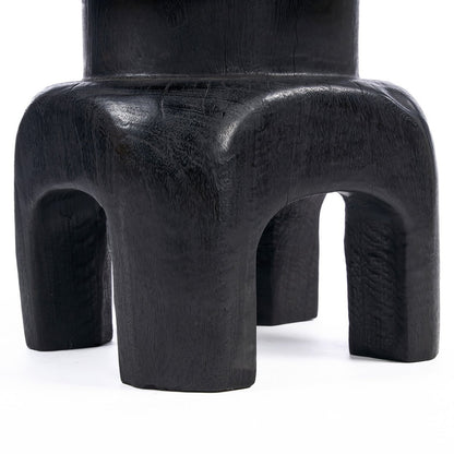 Hocker aus schwarzem Holz, 40 cm - geschnitzte Form