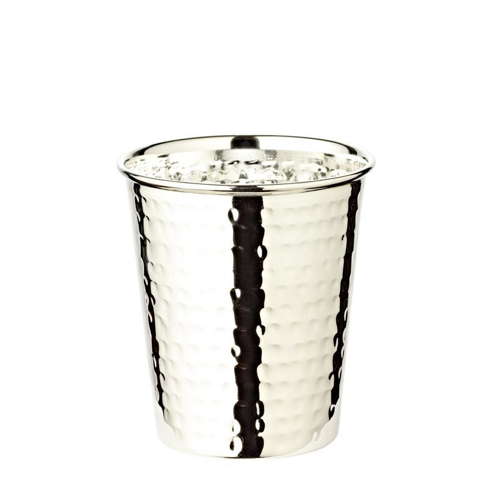 Silberbeschichtete Stahlbecher Mido, gehämmert, 4er-Set, H 10 cm