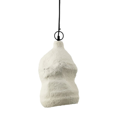 Papier-mâché pendant, white, small - handmade