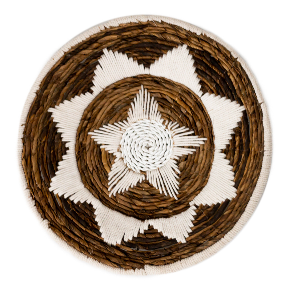 Gewebter Wandkreis GUMA, Ø40 cm – Jute und Baumwolle, geometrisches Muster