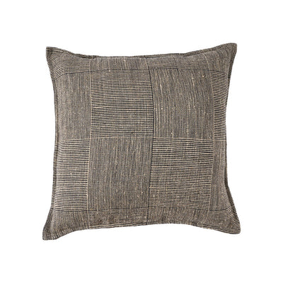 Linen cushion cover, black natural - 50×50 cm