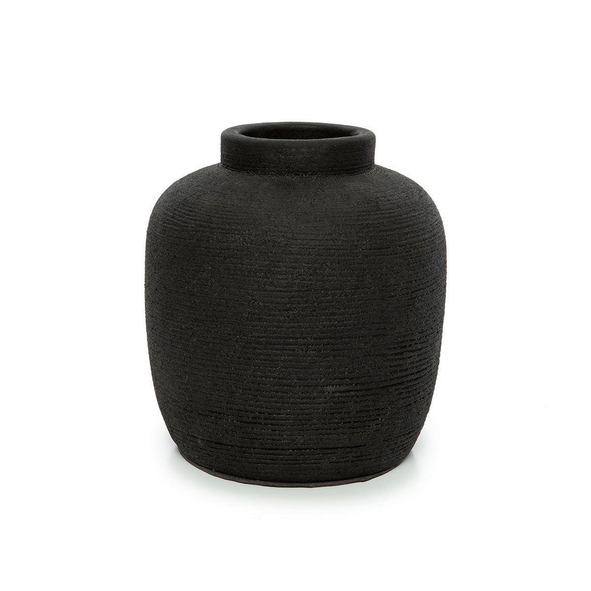 Peaky Terrakotta-Vase, mittel - Schwarz