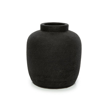 Peaky Terrakotta-Vase, mittel - Schwarz
