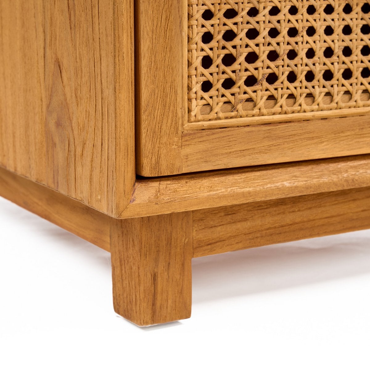 Teak rattan nightstand, handwoven - Natural
