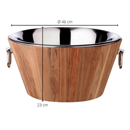 Champagnekøler Santiago, 23 cm, i teak og rustfrit stål - poleret