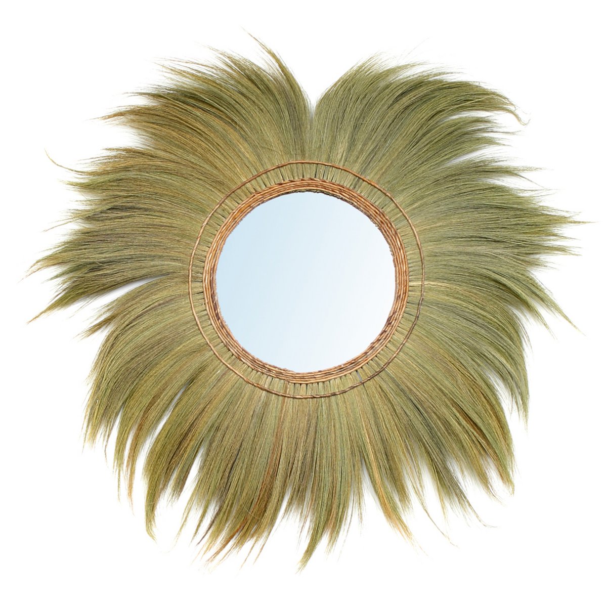 Glass wall mirror round, natural - 120 cm