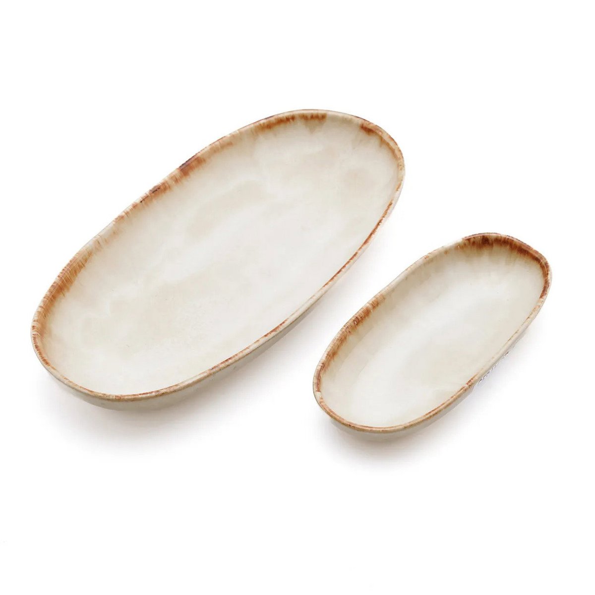 White stoneware oval plate M 24 × 13 cm - made in Portugal