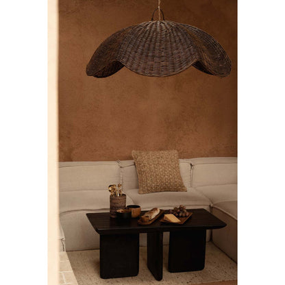 Rattan wave pendant, dark walnut - Large
