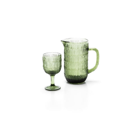 Green glass pitcher 20.5 cm tall - 1.7 kg