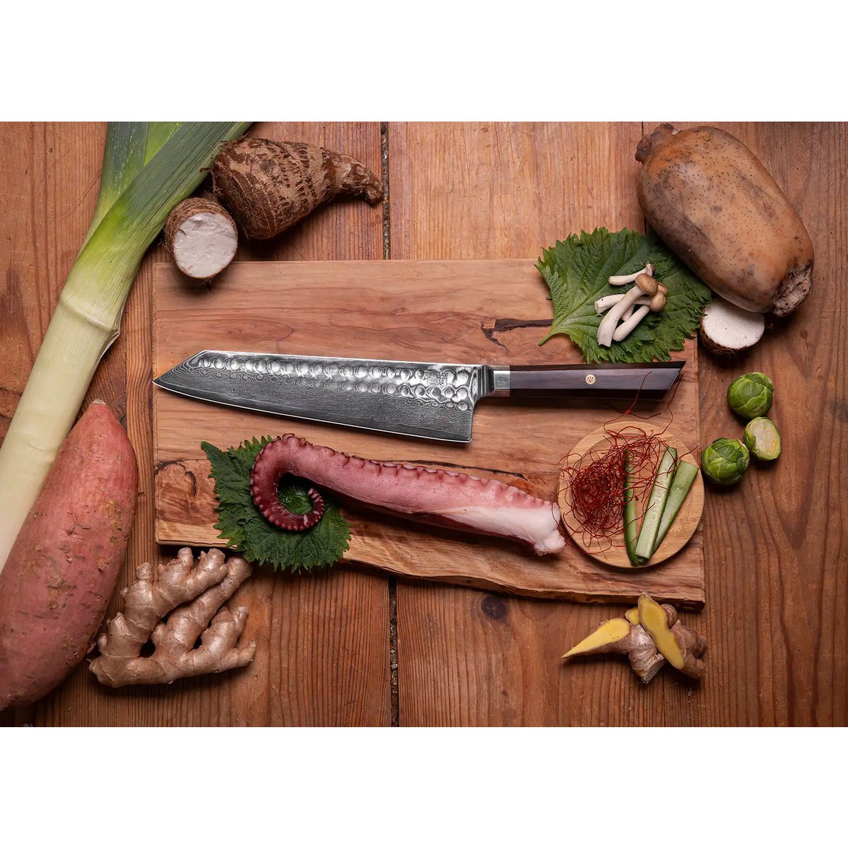 Damascus steel kiritsuke knife 210 mm - Bunka collection