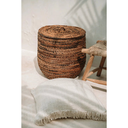 Hand-dyed cotton cushion cover, 60×60 cm - Cream
