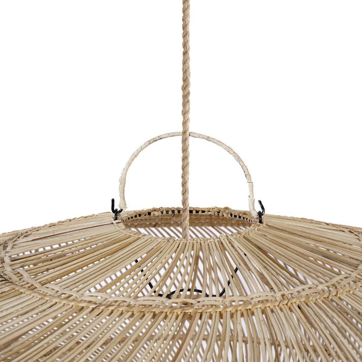 Rattan-Hängeleuchte 110 cm L – beige, geripptes Geflecht