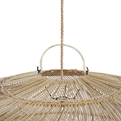 Rattan-Hängeleuchte 110 cm L – beige, geripptes Geflecht