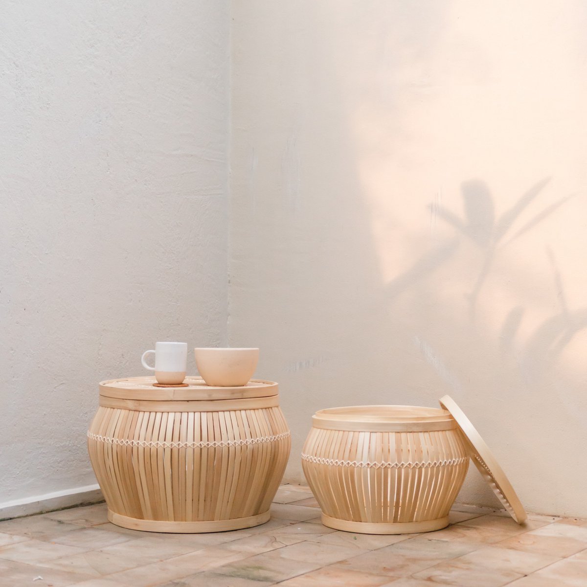 Bamboo side table Batavia M – ø45 × 32 cm, Indonesia