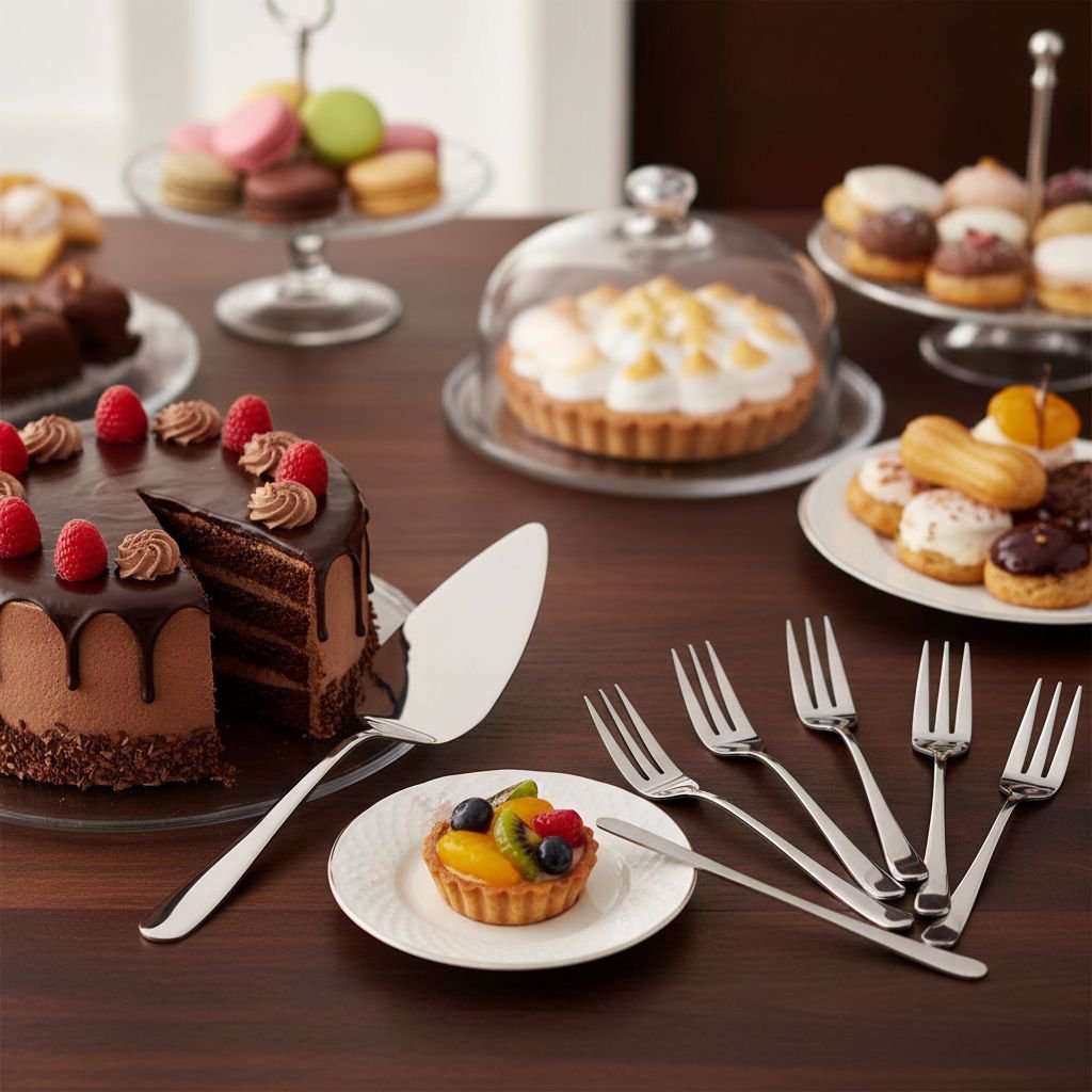 Silver pastry server set, 7 pieces