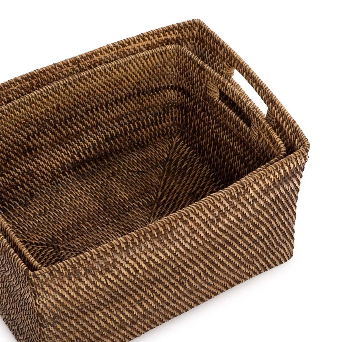 Rattan magazine basket natural brown - small