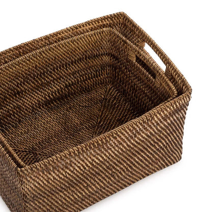 Rattan magazine basket natural brown - small