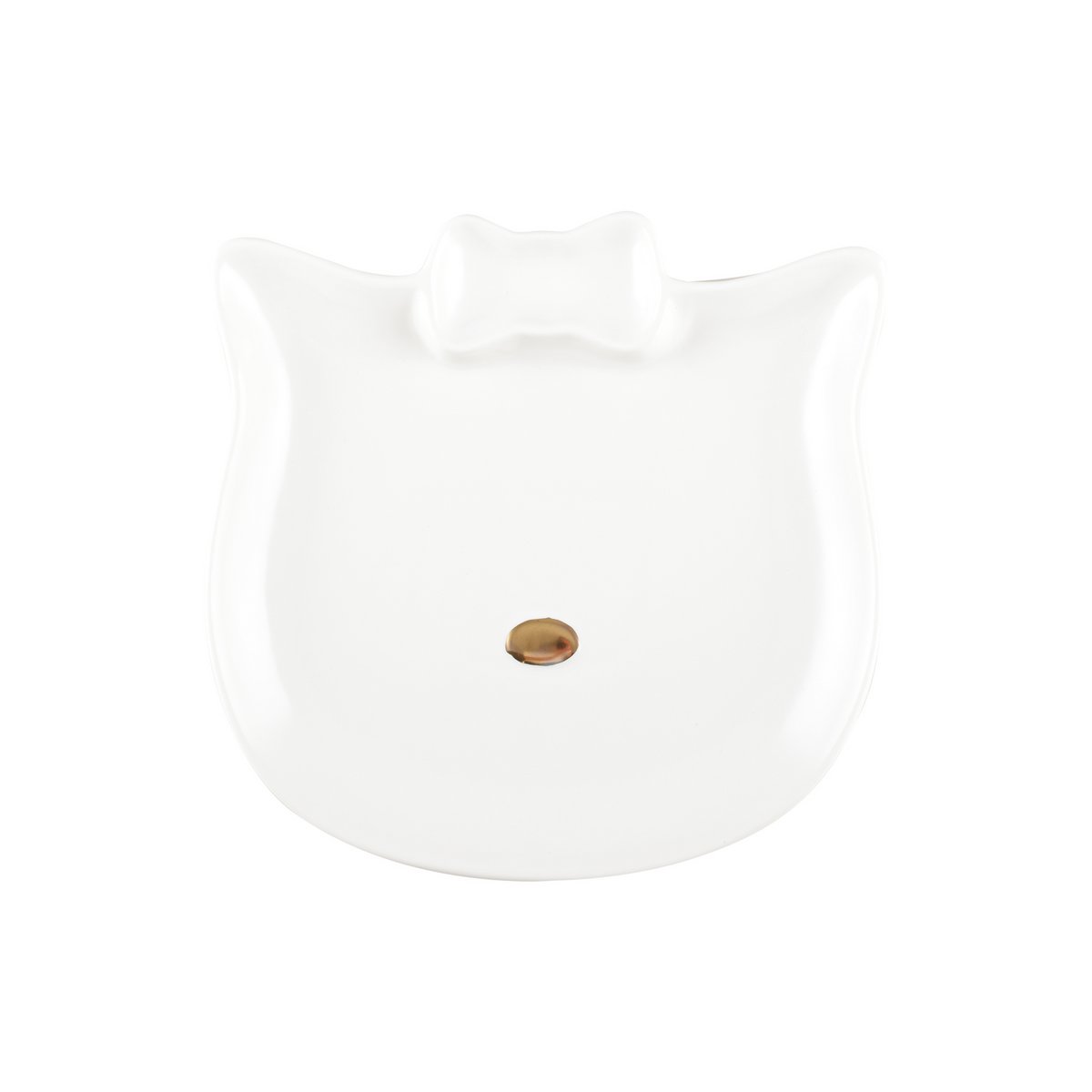 Keramisk katte-desserttallerken med guldnæse 18 cm
