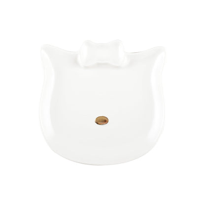 Keramisk katte-desserttallerken med guldnæse 18 cm
