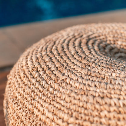 Raffia pouf TELU Ø60 cm - coconut fiber & cotton fill