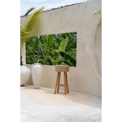 Wood raffia bar stool 75 cm tall - handcrafted in Indonesia