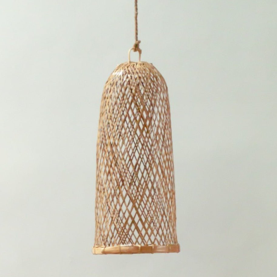 Lampeskærm af bambus og rattan Ø 25 cm – flettet, beige, 60 cm høj