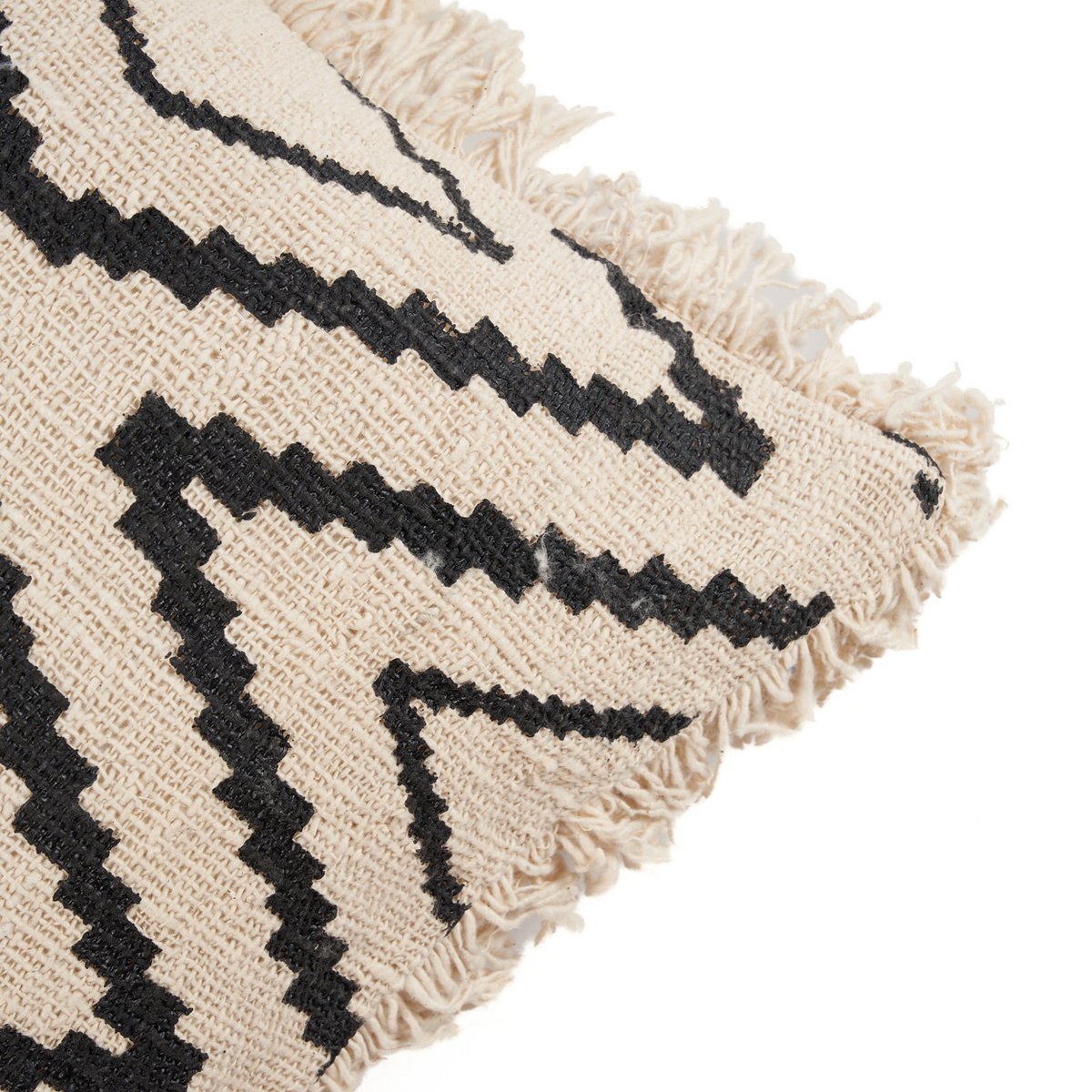 Natural black cotton cushion cover 50×50 cm - diamond pattern