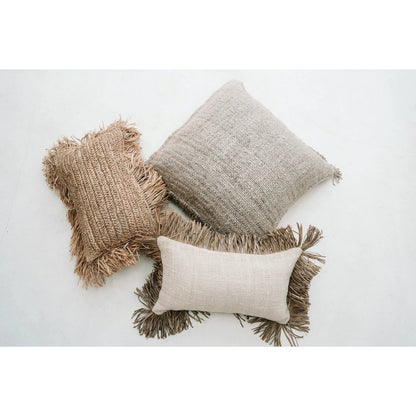 Raffiakissenbezug 30×50 cm – handgewebt, Natur-Beige