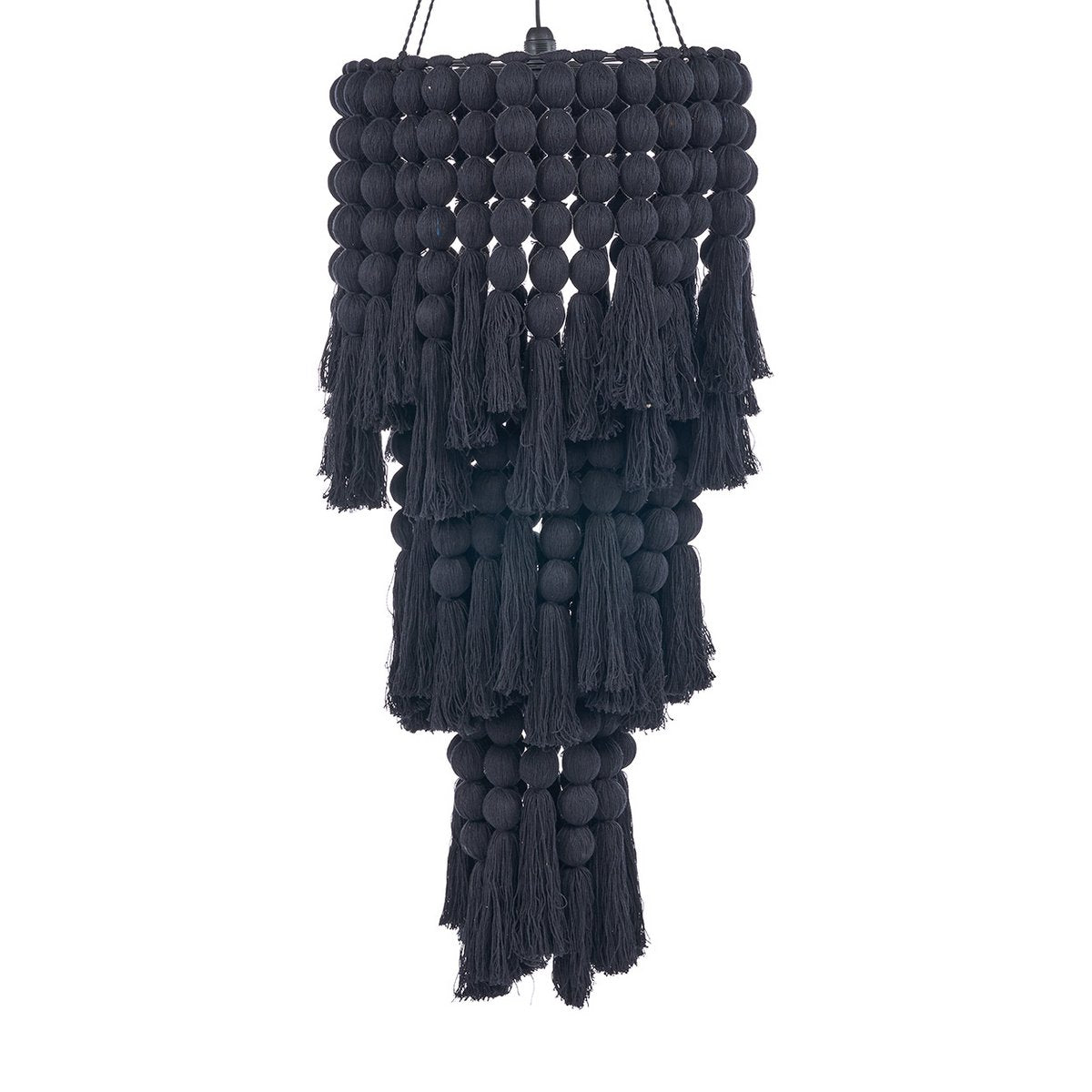Nomad cotton chandelier, XL – black cascading strands