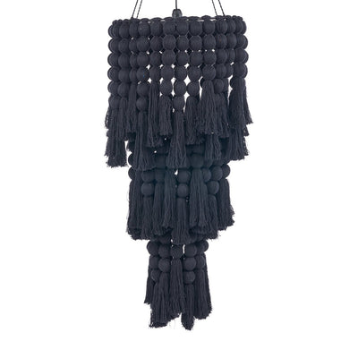 Nomad cotton chandelier, XL – black cascading strands