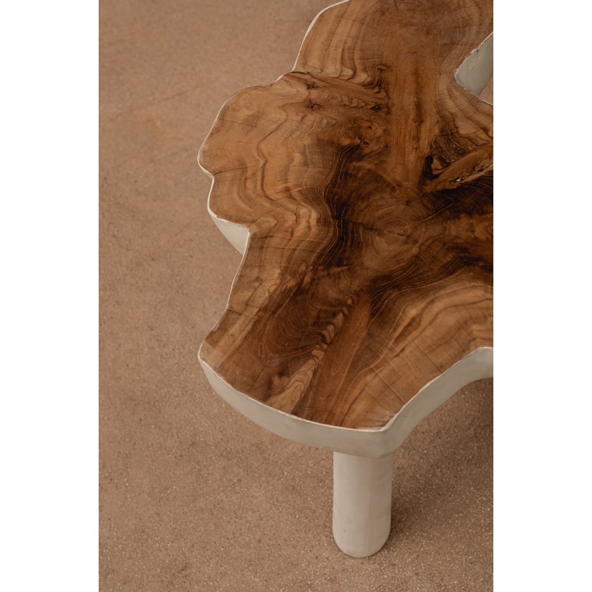 Organic wood side table 45×40 cm - natural white, Indonesia