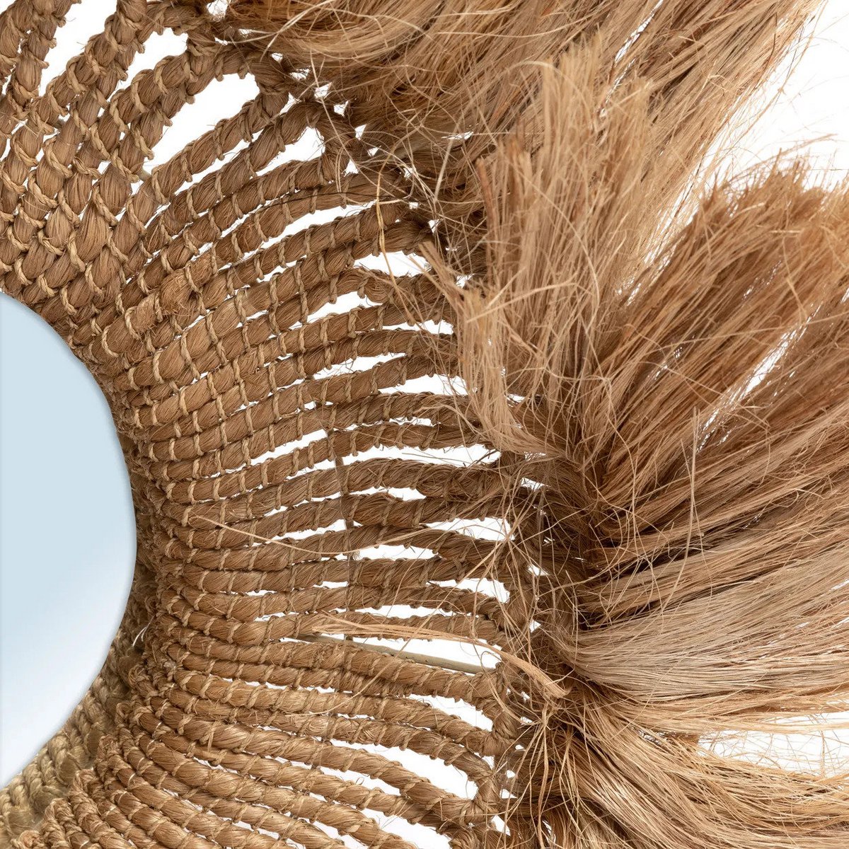 Grass mirror, abaca bowl-shaped, round, 85 cm - natural