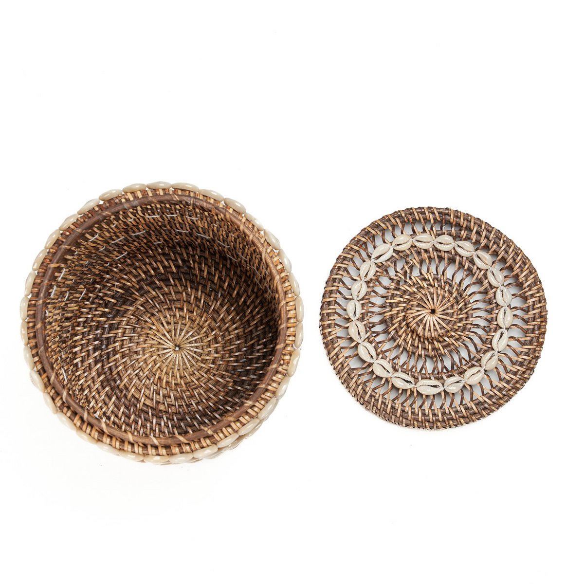 Rattan-Aufbewahrungskorb, großer Zylinder – Muschelgeflecht