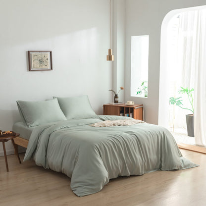 Bamboo bedding set, sage green, single - 400TC