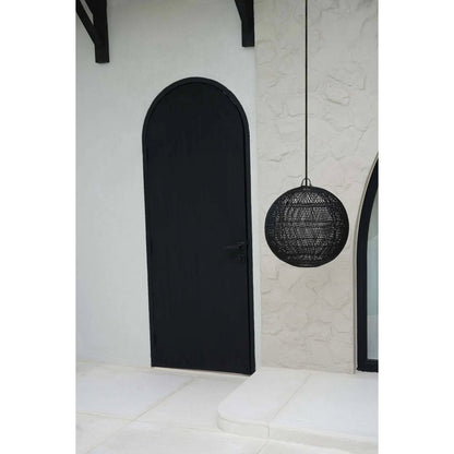 Håndvævet rattan kugle pendelskærm 50 cm - sort, medium