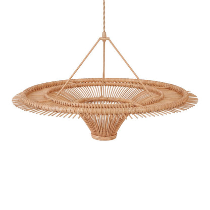 Rattan-Pendelleuchte, breiter Kuppelschirm – XL, 110 cm
