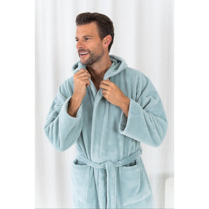 Teddy badekåbe med hætte, XXL - fleece & bomuld, havgrøn