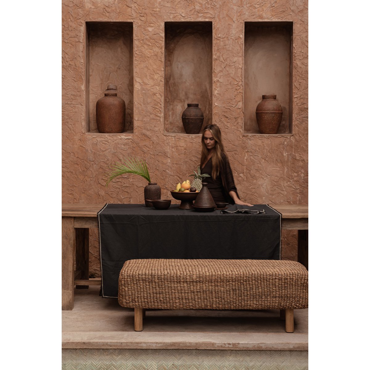 Linen tablecloth, black – 150×250 cm