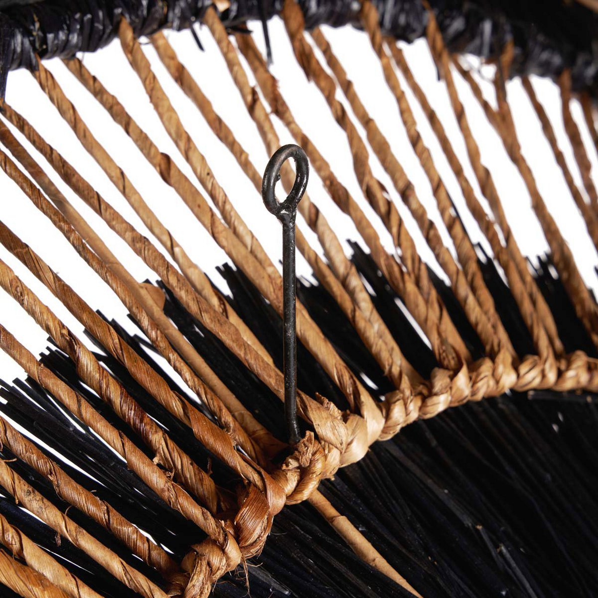 Runde Wanddeko aus Palmenblatt, schwarz - 110 cm