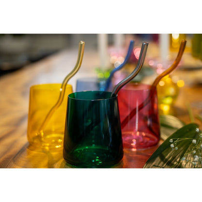 Multicolour glass water glasses 300 ml – set of 6