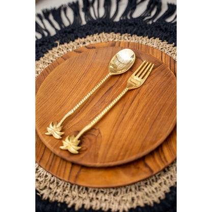 Teak round plate, 30 cm - natural grain