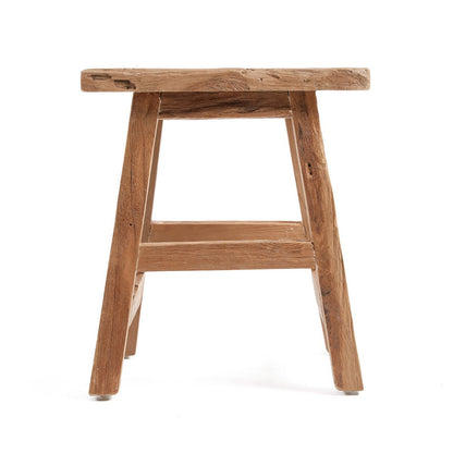 Reclaimed teak stool, four-leg - 39×30cm L