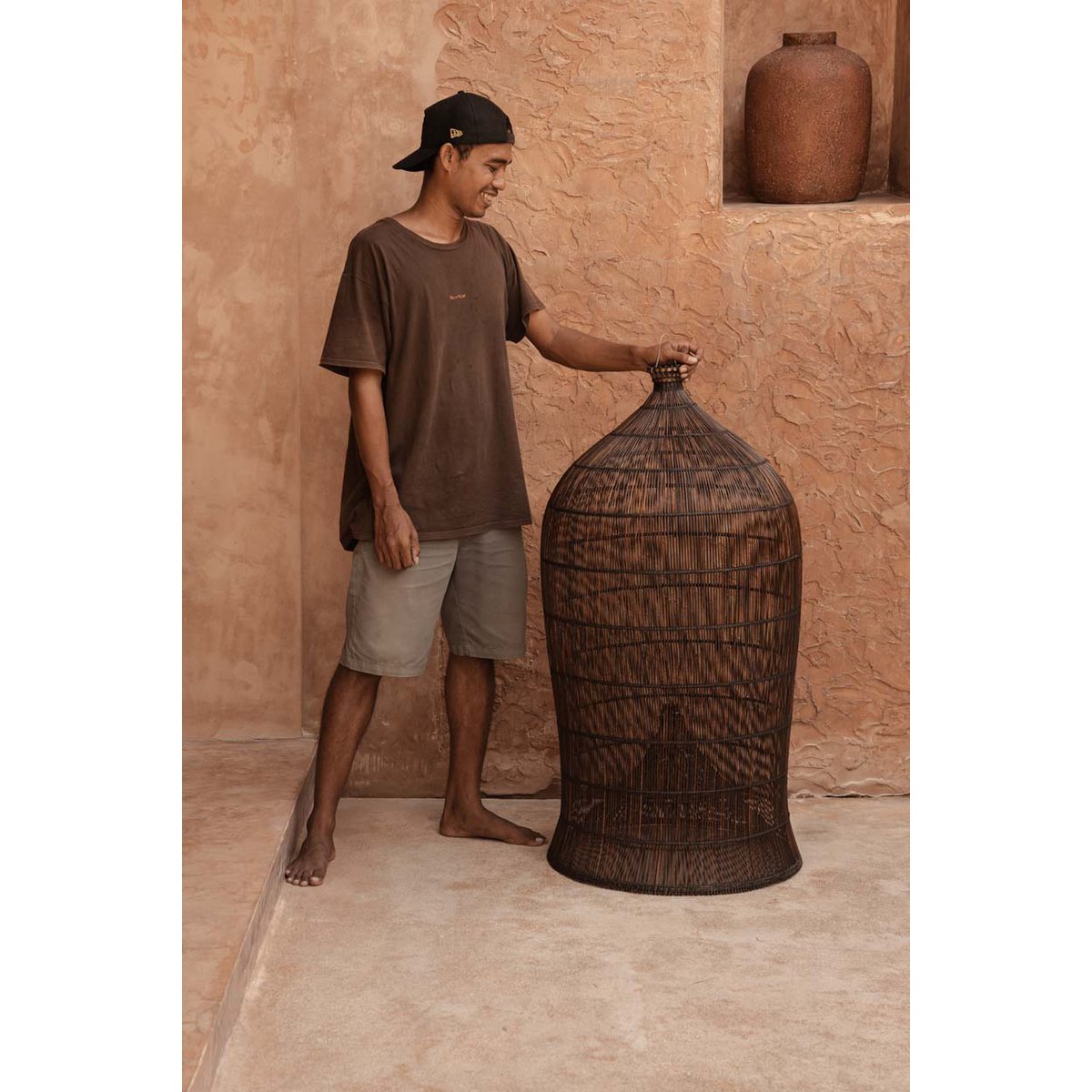 Woven Bell pendant - Dark walnut - XL