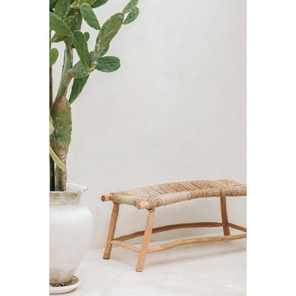 Seagrass and wood bench, 110 cm - handmade