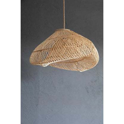 Rattan pendant light, medium – handwoven cloud form