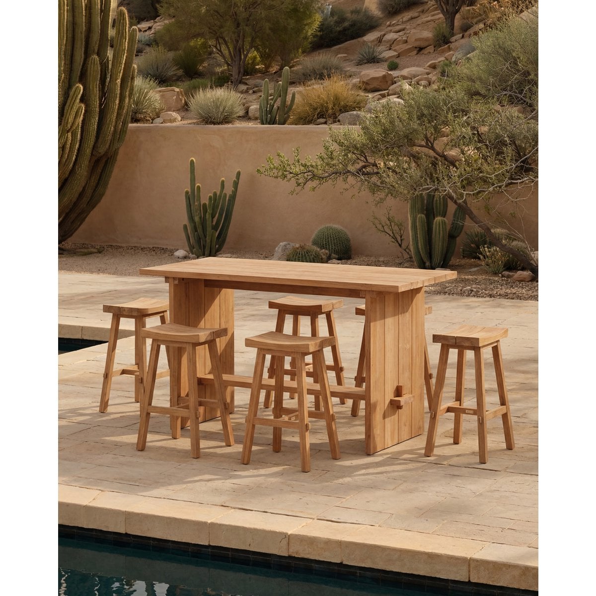 Teak bar stool, 47 × 75 cm - Outdoor
